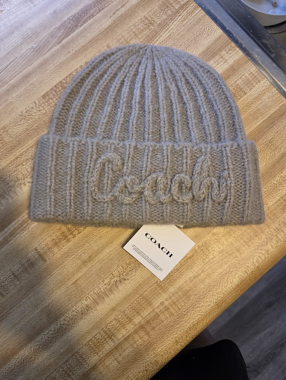 Coach NWT Gray Knit Beanie
